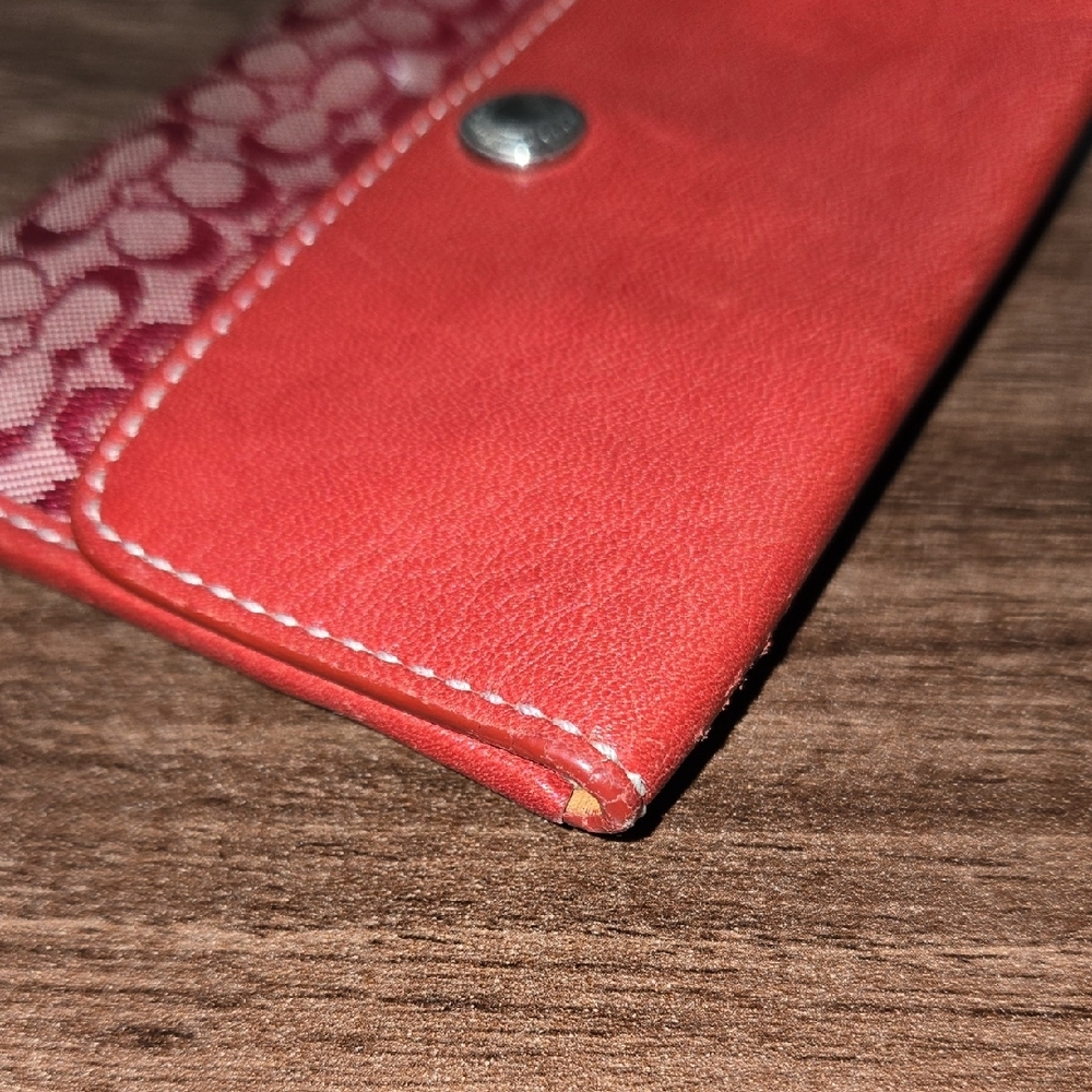 Coach Red Wallet with Signature Design - Picture 12 of 13